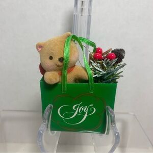 Vintage Avon holiday friend flocked cat in bag Christmas ornament and IB